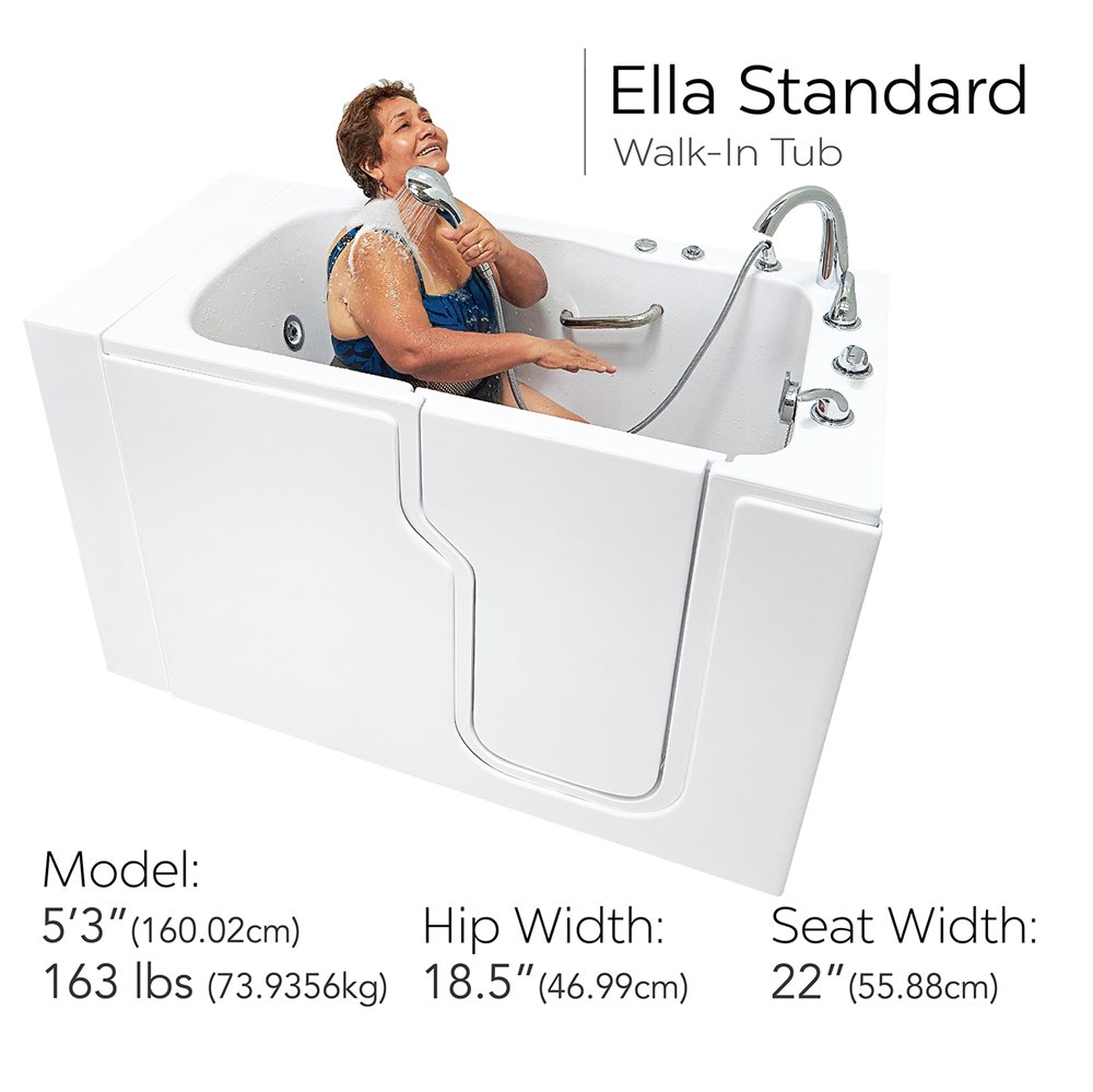Ella Standard 30&amp;#215;52 Acrylic Hydro Therapy Massage Walk In Bathtub